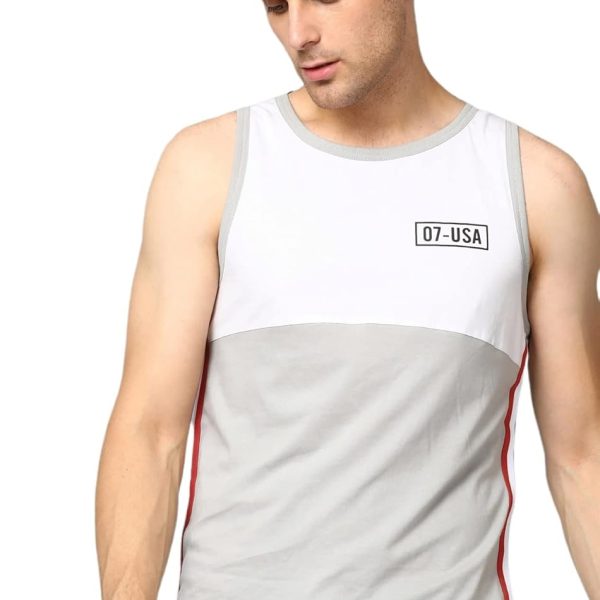 Alan Jones Clothing Men's Cotton Colorblocked Sleeveless Regular Fit T-Shirt