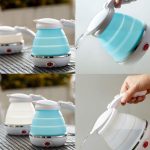 RENESMEE Travel Folding Electric Kettle, Fast Boiling, Portable Electric Kettle, 600ml Boil Dry Protection, 100-240V Food Grade Silicone Foldable Kettle (multicolor), 600 watts - Image 3