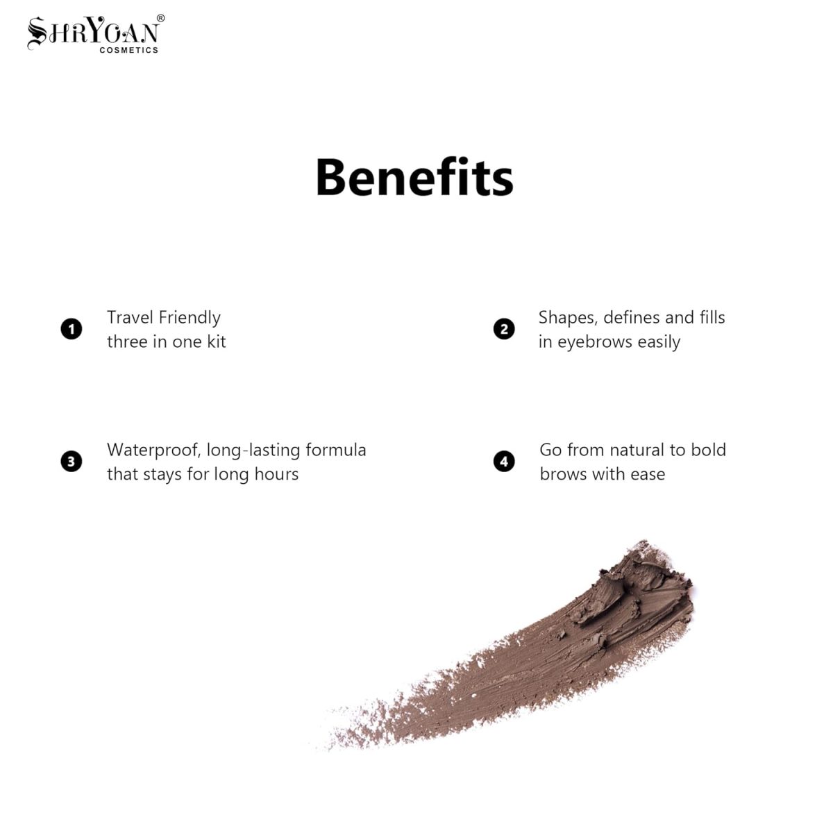 Shryoan Long Wear Eyebrow Finishing Powder| Defining Eyebrows, Travel-Friendly Palette with Blendable Shades (4g) (Shade 01) - Image 4
