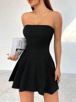 TIVANTE Solid Tube Sleeveless Fit & Flare Mini Dress for Women - Image 5