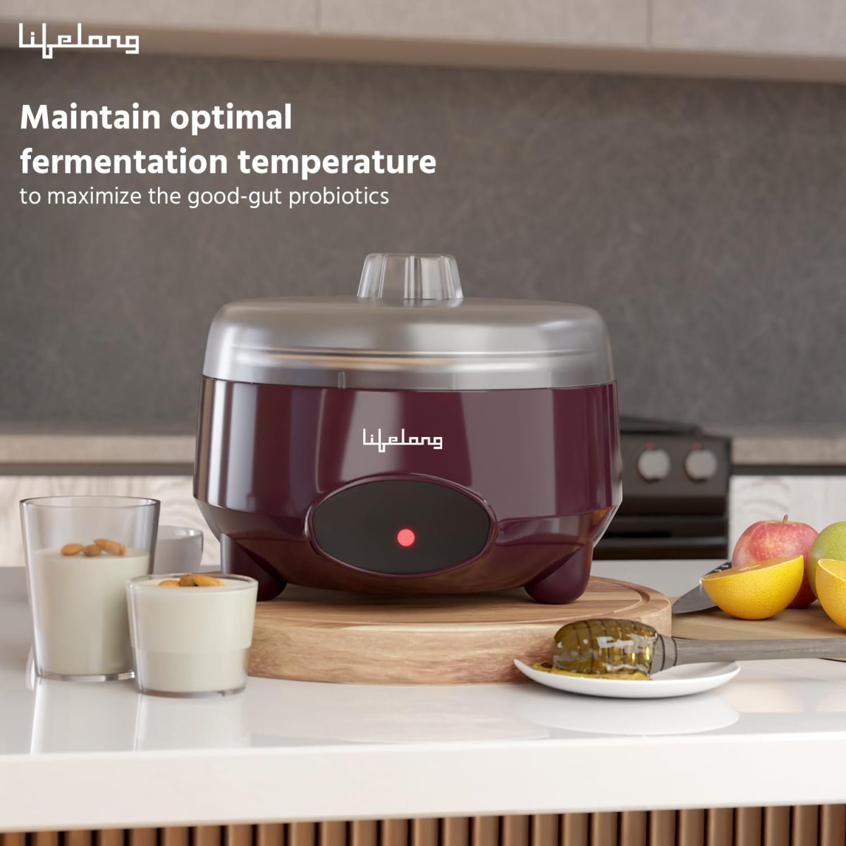 Lifelong Yogurt & Curd Maker for Home | Automatic Curd Maker with Auto Temperature Regulation | Electric Probiotic Yogurt Maker Machine for Kitchen (1 Litre) | 304 Stainless Steel Container (LLECM18) - Image 3