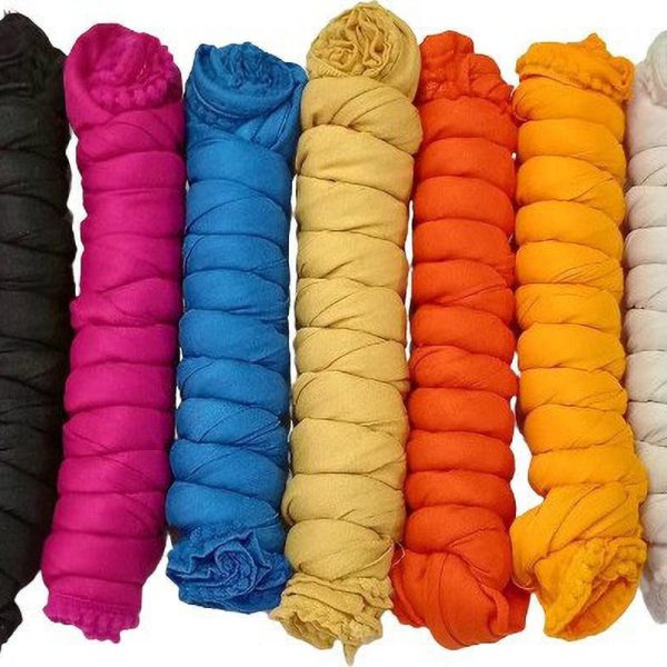 Nakoda Creation Cotton Blend Solid Women Dupatta (Motichoor Lace Pack of 7(New)) - BZ12242