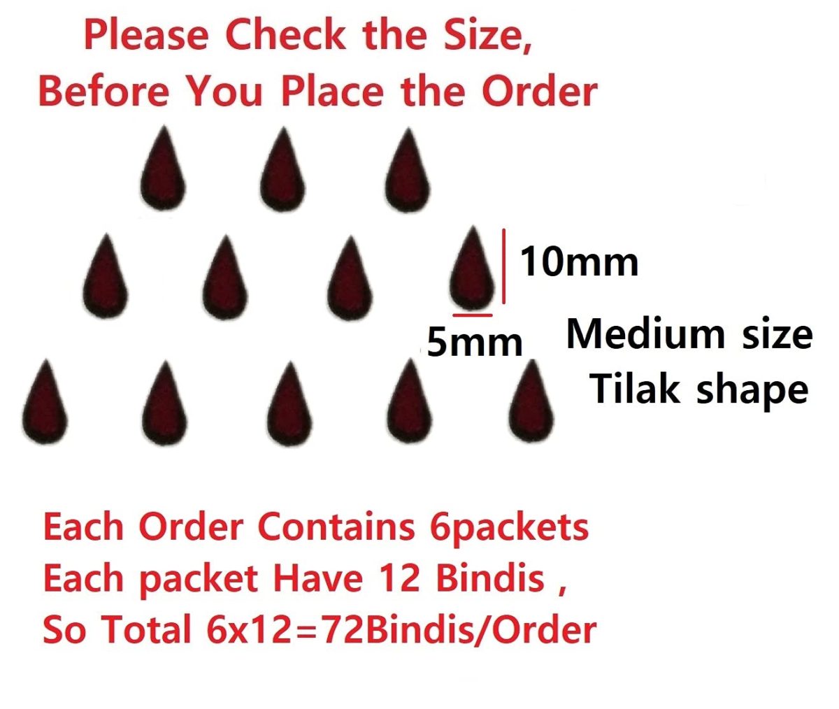 Vama Fashions Tear Drop Small Velvet Tilak Bindi for Women Maroon Bindis for Ladies - Image 6