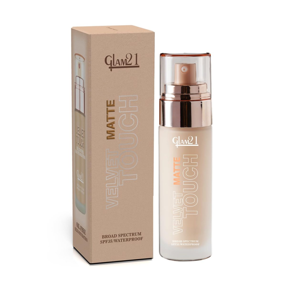 Glam21 Velvet Touch Oil Control Silk Foundation|Waterproof, High Coverage, Velvet Matte Finish,Ultimate Full coverage, Lightweight and Breathable,SPF 35 Long Lasting|Beige-50gm - Image 8