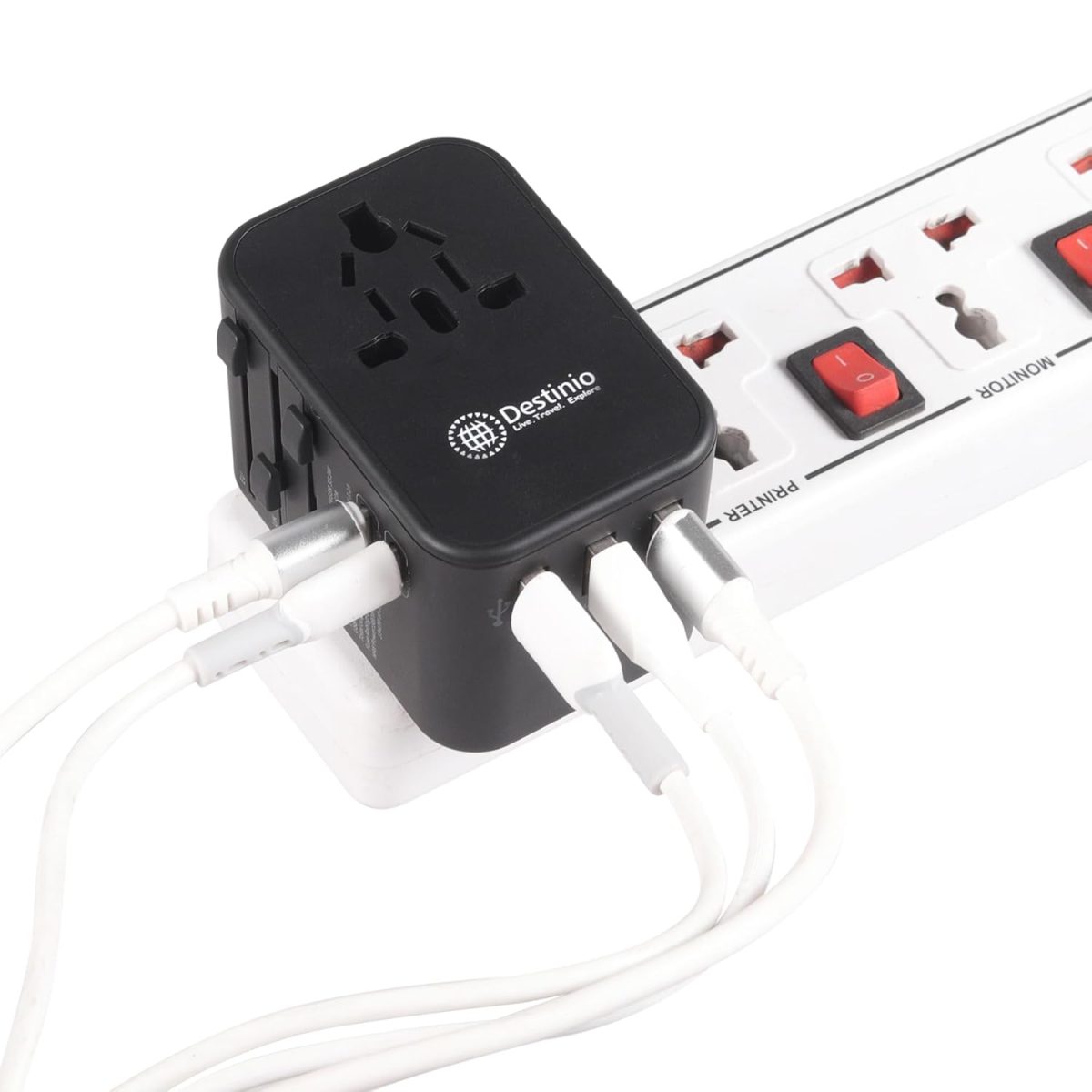 Destinio Universal Travel Adapter- 6-in-1 Fast (35W) Charging with PD/QC 3.0, 2 Type C & 3 USB Ports Universal Charger, International Travel Adapter, All in One Plug, Socket Adaptor - Image 6
