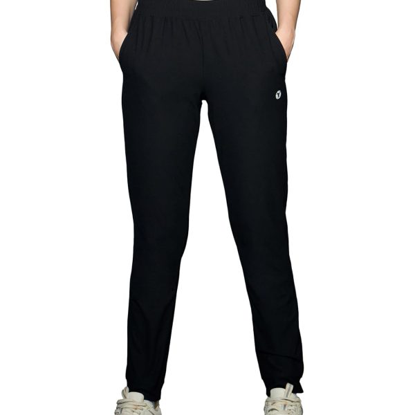 TECHNOSPORT Womens Mid Rise Polyester Regular Fit Solid Jogger for Running, Workout & Sports