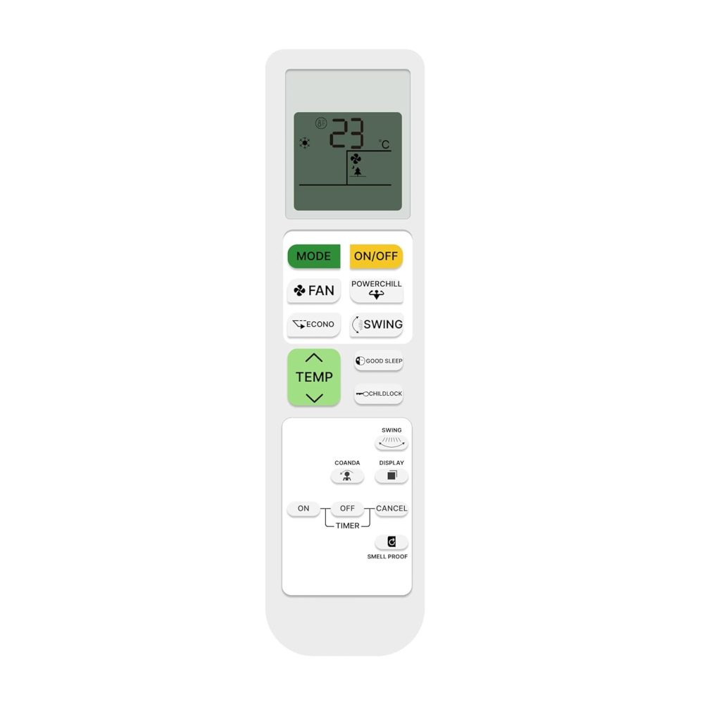 Zieva Compatible For Daikin Ac Remote Replacement For 1, 1.5, 2 Ton Split/Window Air Conditioner - Please Match The Original Remote (Ac 214 A),White