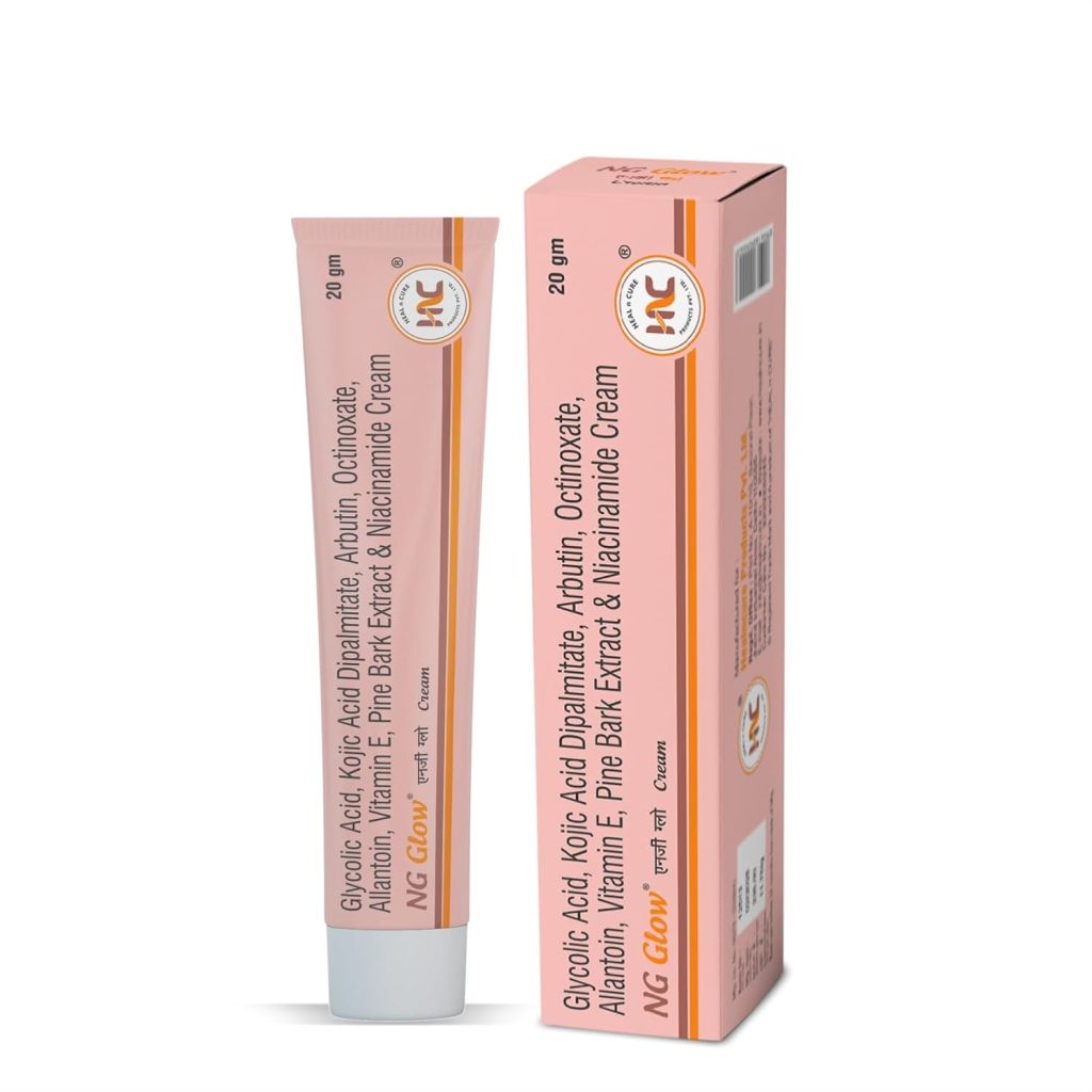 Heal N Cure NG Glow Cream - Enriched With Kojic Acid &Glycolic Acid | Anti-melasma & Anti Pigmentation Cream. Helps To Remove Acne Scar, Dark/Age Spots, Blemishes and Uneven Skin Tone-20GM