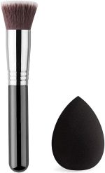 MeeTo Makeup Foundation Blend Blush Brush With Sponge Puff Combo Pack of 2