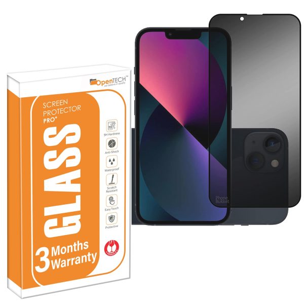 OpenTech® Privacy Tempered Glass Screen Protector Compatible for iPhone 13/13 Pro / 14 / 16e (6.1 Inches) with Edge to Edge Coverage and Easy Installation kit