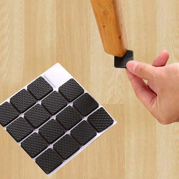 Fapiwen Non Slip Furniture Pads, Fapiwen Chair Leg Pads, 16pcs Self Adhesive Furniture Feet Grippers Pads Anti Scratches Reduce Noise Chair Pads for Hardwood Floors Protectors (Square)