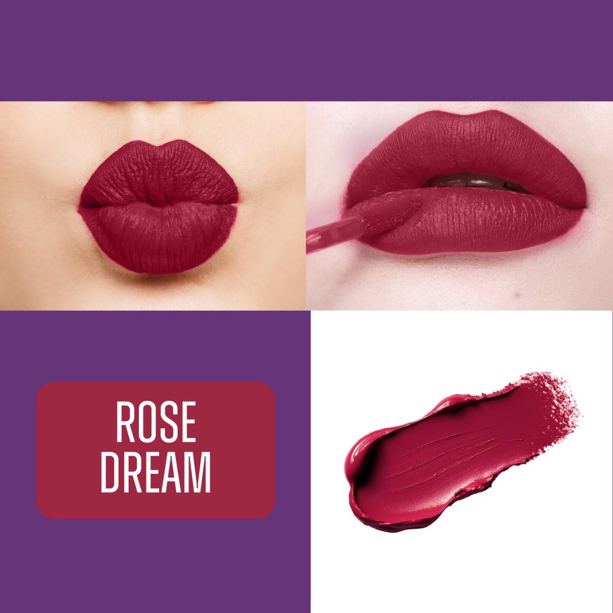 Blue Heaven Ultimatte Whipp Lip Liquid Lipstick Waterproof Infused with Cocoa Butter & Rosehip Oil | Hydrating | Airy Mousse Texture | Soft Matte Finish | Intensely Pigmented | Rose Dream | 3 ML - Image 3