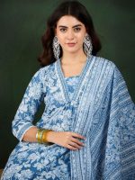KASOOTI Women Floral Printed Pure Cotton A-Line Kurta With Trousers & Dupatta|Ethnic Set | Dupatta Set | Kurta Set | - Image 5