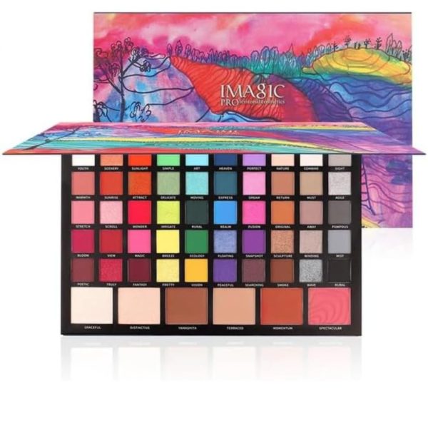 IMAGIC Cosmetic 56-Color Eyeshadow Palette, Rich Colour 4 in 1 Eyeshadow Long Lasting Shimmer Matte Eye Makeup Blush & Highlight & Contour 90g