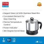 Prestige 1.5L PMC 3.0 Plus Multi Kettle/Multi Cooker|Comes with Idli stand, egg boiling rack & Steamer| Glass Lid with Stainless Steel rim|Temperature Control |Power Indicator (Silver, Black) - Image 6