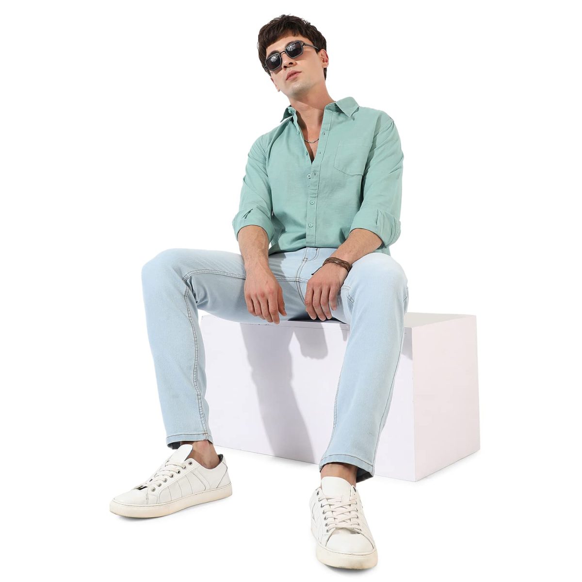 Campus Sutra Men's Button Up Spread Collar Shirt for Casual Wear | Regular Fit | Cotton Shirt Crafted with Sleeve, Comfort Fit & High-Performance for Everyday Wear - Image 5