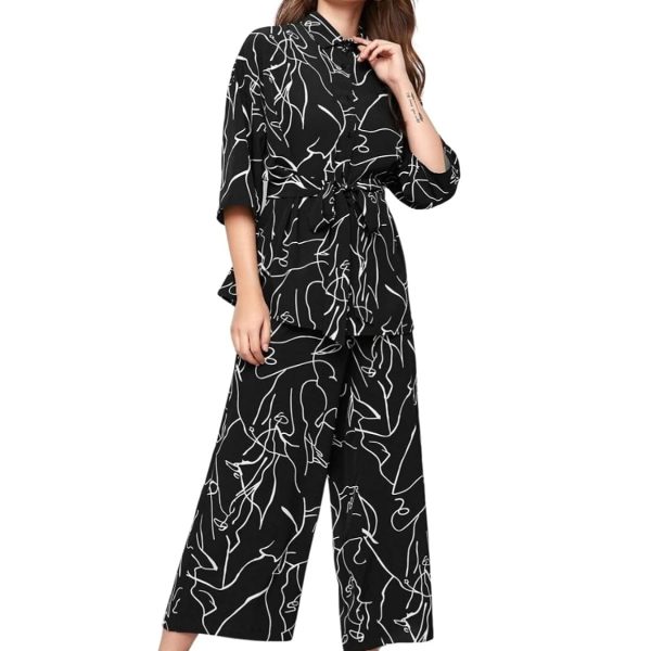 GRECIILOOKS Co Ord Set for Women | Stylish Korean Summer Outfit | Casual Long Shirt | Shirt T-Shirt for Girl & Woman | Top Pant Set | Trendy Travel & Streetwear Look for Girls | Hangouts | Picnic | Vacation Wear | 3/4 Half Sleeeve