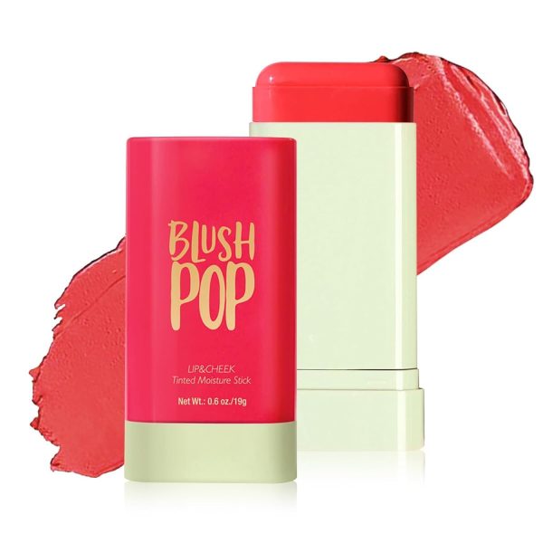KAYI beauty Soft Creamy Blush Stick, Multi-use Makeup Blush Stick for Cheeks and Lips Tint, Waterproof Solid Moisturizer Stick, Natural Smooth Blendable Matte Finish Face Blush Makeup, Hot Red