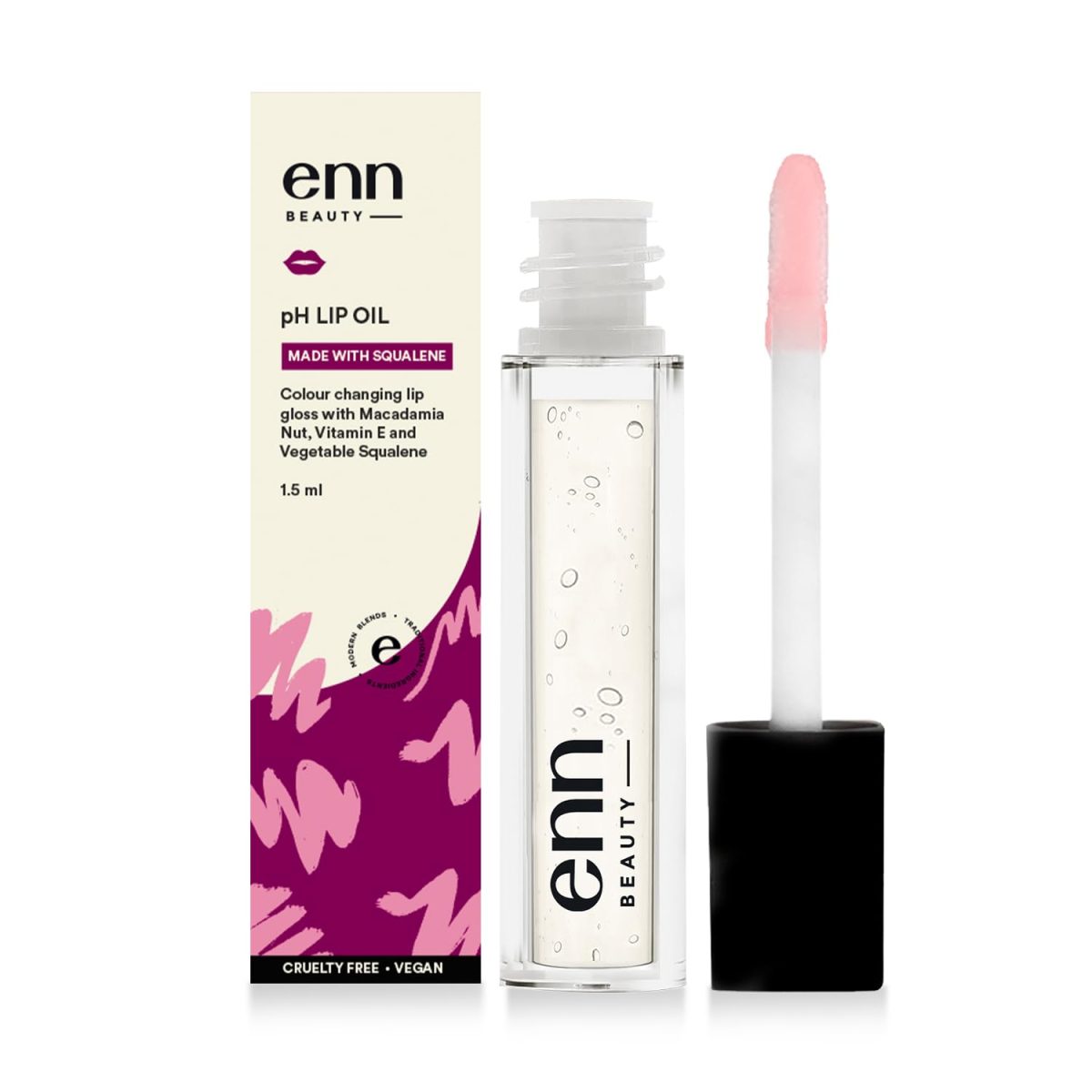 ENN Beauty pH Lip Gloss, Non Sticky Color Changing Lip Oil with Squalene, Macadamia Nut & Vitamin E for Soft & Plump Lips - 1.5ml - Image 2