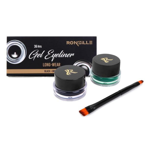 RONZILLE 2 in 1 Gel Eyeliner Long-Wear II WaterProof & Smudge Proof 36hrs Long Lasting II II Gel Kajal 6-gm (Black,Green)