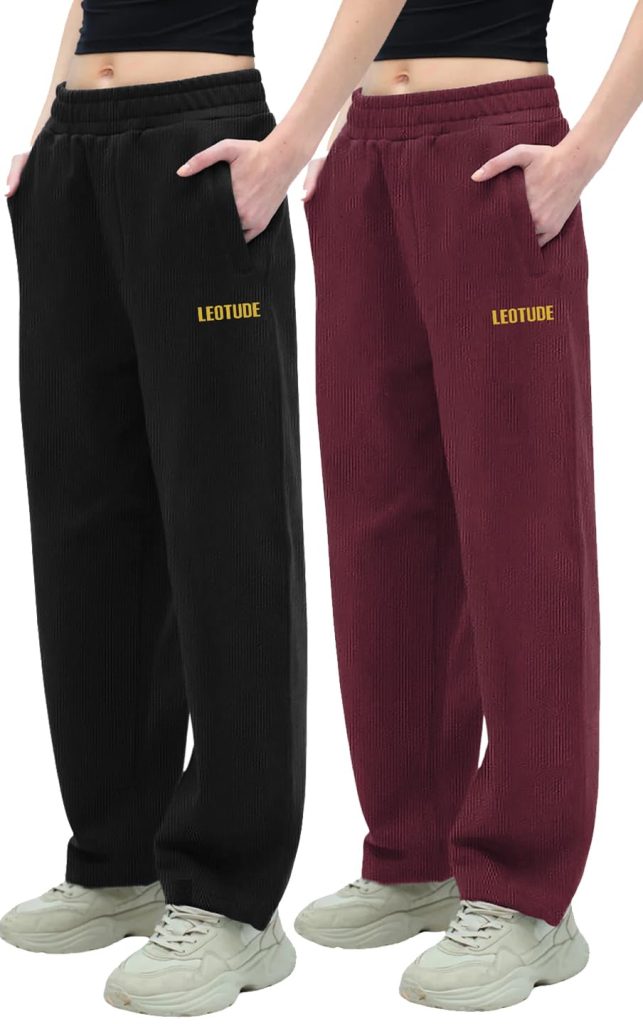 LEOTUDE Women's Loose Mid Rise Drawstring Cottonblend Stretchable Oversized Bagy Jogger Pants