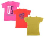 IndiWeaves Boys Combo Pack of Printed and Solid Cotton T-Shirts (Yellow/red/Pink_14-15 Years) Pack of 3