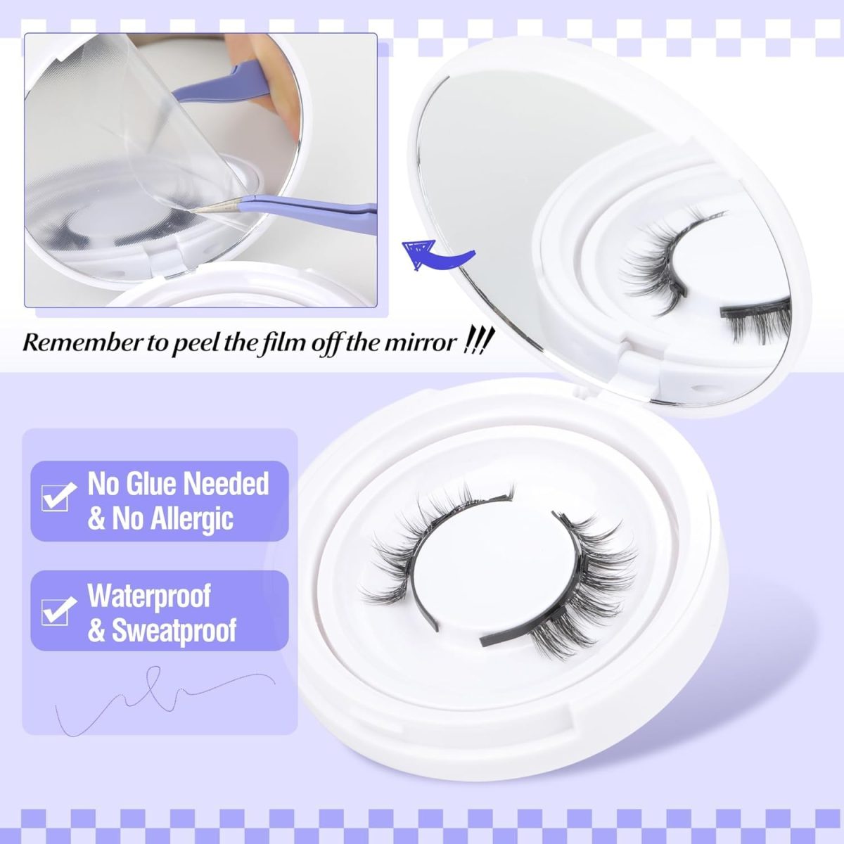 ENLIWISH Magnetic Eyelashes without Eyeliner Natural Reusable Magnetic Lashes Kit with Applicator Anime No Glue Needed Lashes 1 Pairs Manga Magnetic Eyelashes Kit - Image 5