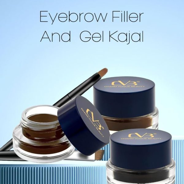 CVB Eyebrow Filler and Gel kajal 2in1 Long-wearBlack & Brown C233