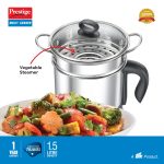 Prestige 1.5L PMC 3.0 Plus Multi Kettle/Multi Cooker|Comes with Idli stand, egg boiling rack & Steamer| Glass Lid with Stainless Steel rim|Temperature Control |Power Indicator (Silver, Black) - Image 3