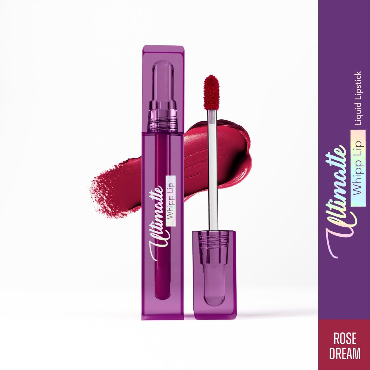 Blue Heaven Ultimatte Whipp Lip Liquid Lipstick Waterproof Infused with Cocoa Butter & Rosehip Oil | Hydrating | Airy Mousse Texture | Soft Matte Finish | Intensely Pigmented | Rose Dream | 3 ML - Image 2