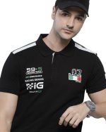 The Indian Garage Co Men Cotton Slim Fit Placement Print Polo Collar Tshirt
