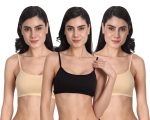 Aimly Women's Cotton Non-Padded Non-Wired Low Coverage Sports Bra Pack of 3