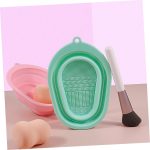 Silicone Makeup Brush Cleaning Mat Set Brush Cleaner Pad Makeup Brush Cleaning Plate Travel Home Use Portable Washing Tool Scrubber with 4 Textures (1ps/Multicolour) - Image 5