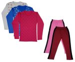 IndiWeaves Girls Cotton Full Sleeve Printed T-Shirts and Cotton Capri 3/4 Pants (Pink,Maroon,White,Blue,Magenta,15-16 Years) Pack of 5