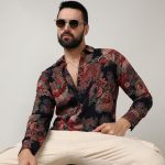 Campus Sutra Men's Polyester Blend Regular Fit Self-Design Striped Shirt for Casual Wear | Spread Collar | Long Sleeve | Button Closure | Shirt Crafted with Comfort Fit for Everyday Wear - Image 2