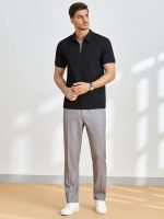 Men's V-Neck with Zip Closure Type T-Shirt Men's Regular Fit - Image 5