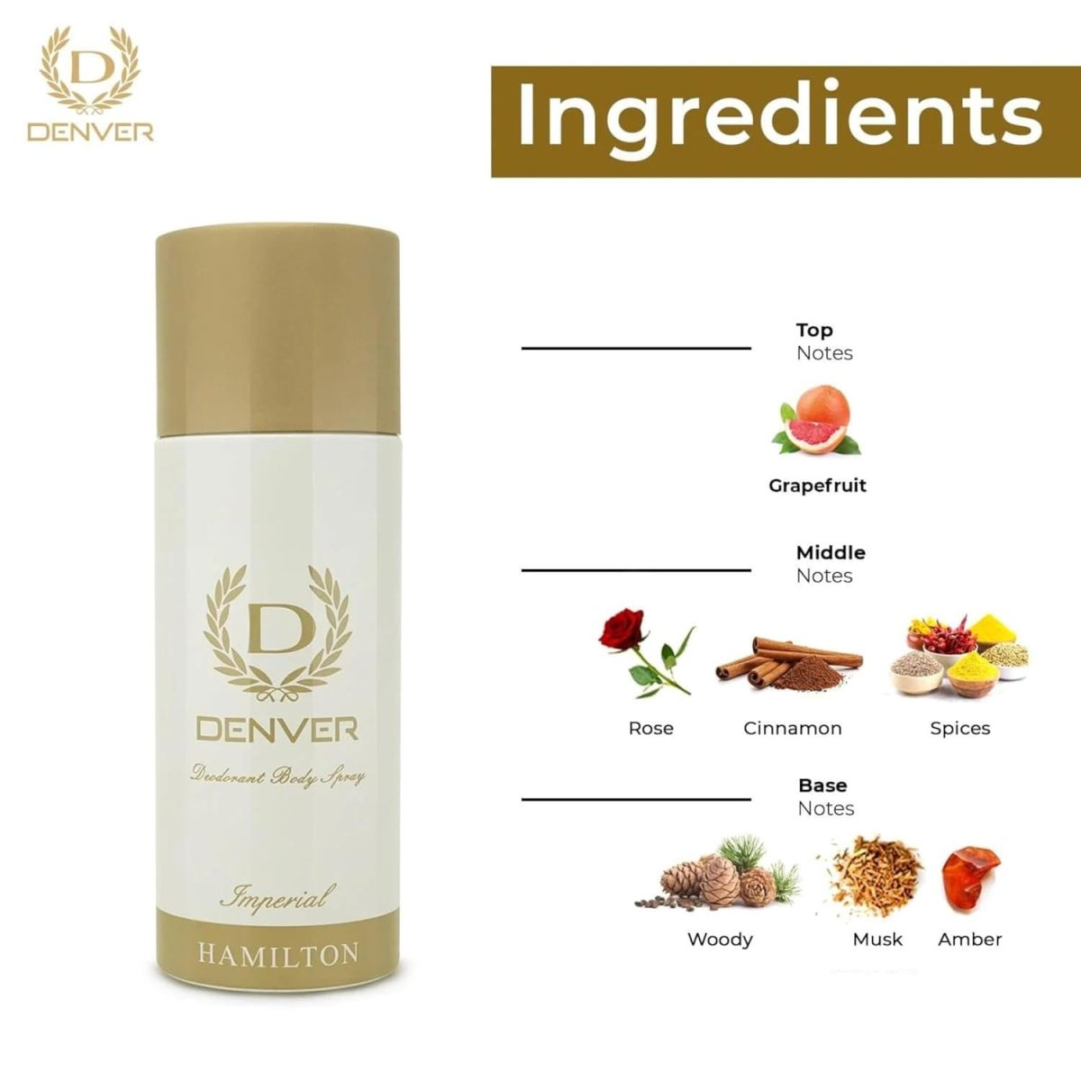 DENVER Caliber Deo + Imperial Deo - 165ML Each (Combo Pack of 2) | Long Lasting Deodorant for Men - Image 7