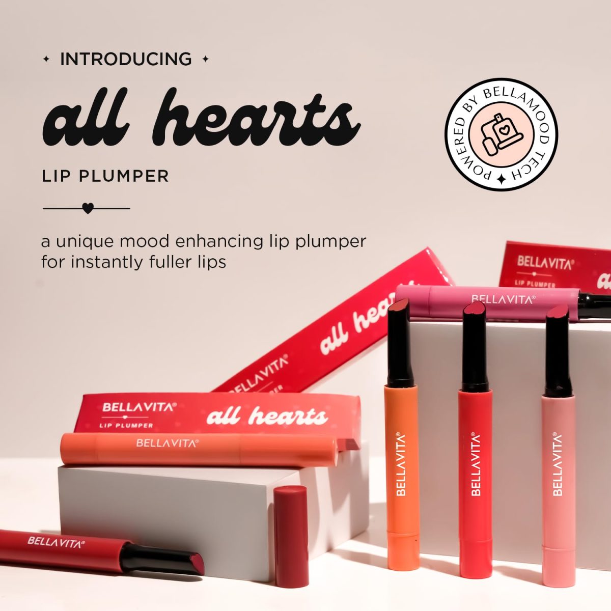 BELLAVITA All Hearts Lip Plumper | Hydrating Plumping Gloss | Natural Tint & Shine | BellaMood Tech | Paraben Free Lip Gloss | Love Struck | 1.2g - Image 8