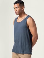 DAMENSCH Relaxed Fit Cotton Rich Blend Waffle Texture Anti- Bacterial Super Premium Solid Tank Top Gym T shirts for Men Pack of 1 - Image 5