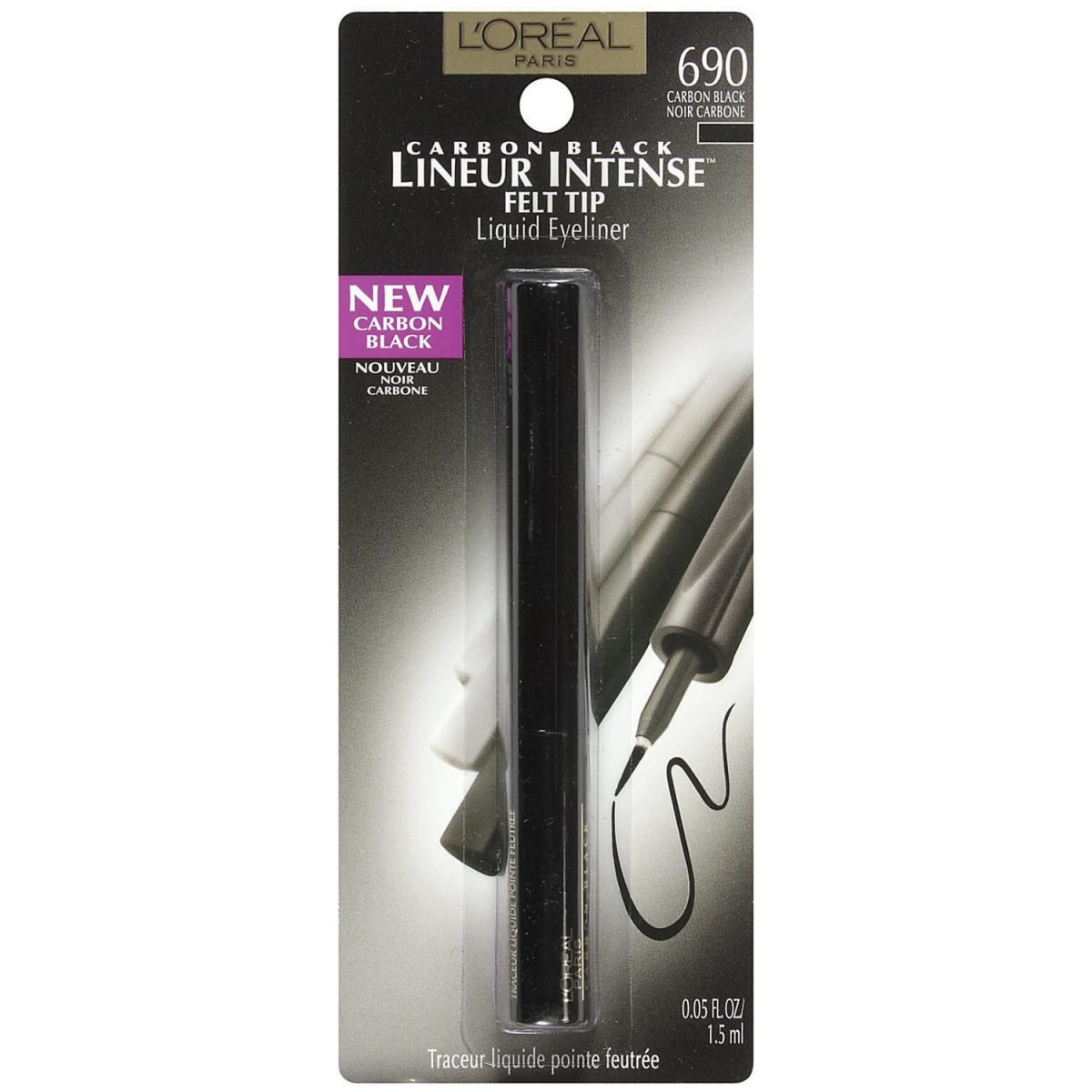 L'OREAL PARIS Lineur Matte Intense Felt Tip Liquid Eyeliner, Carbon Black, 0.05 Ounces - Image 2