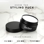 Dasher Cream Pomade For Men's Hair, Medium Hold & Medium Shine Puck, Flexible Hold & Water-Based, Texturizes Hair, With Avocado Oil & Biotin (100g) - Image 5