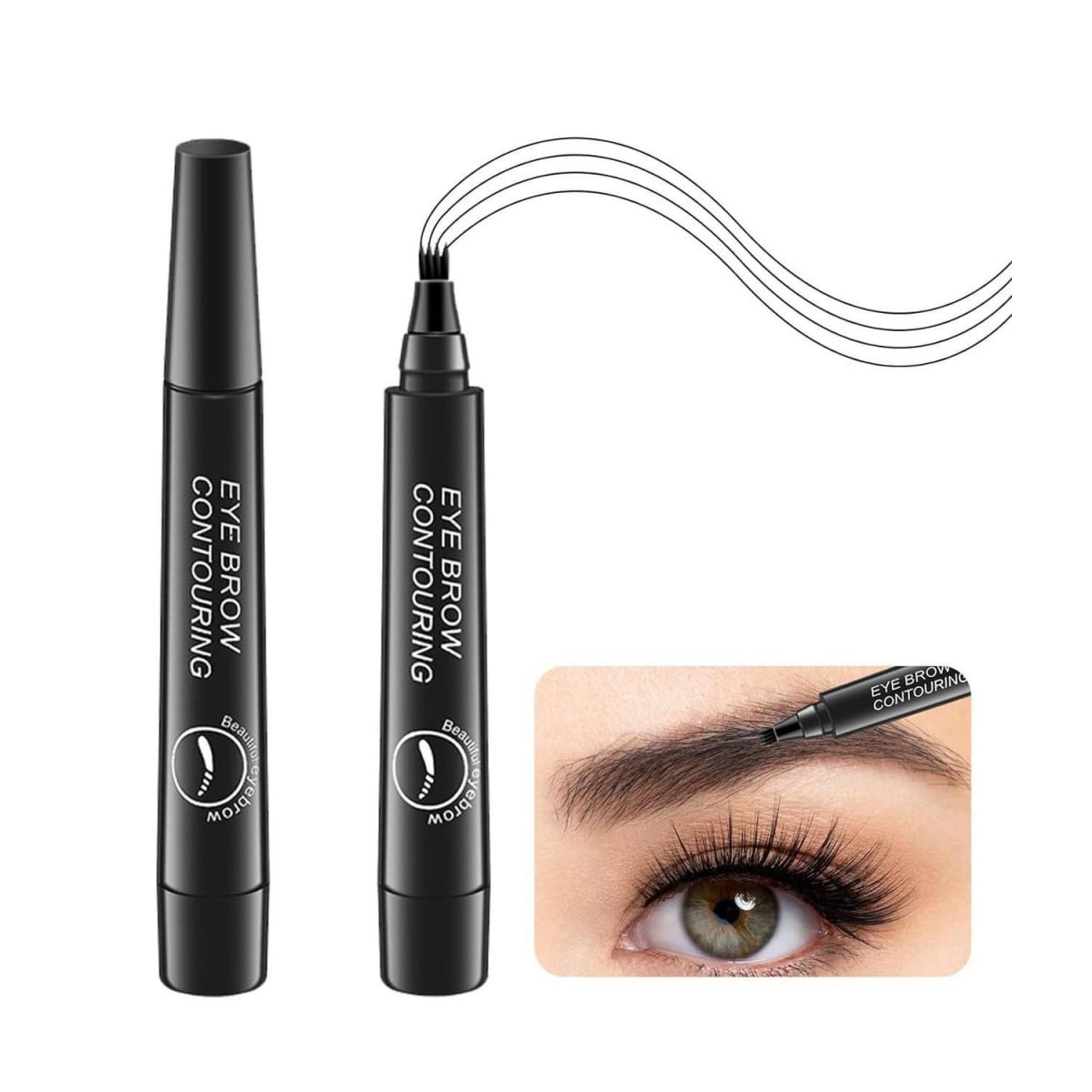 GITGRNTH Eyebrow Contour Pen, 4-Point Microblading Eyebrow Tattoo Pen for Natural-Looking Brows, Waterproof & Long-Lasting, Smudge-Proof Eyebrow Pencil for Wome(Black) - Image 2