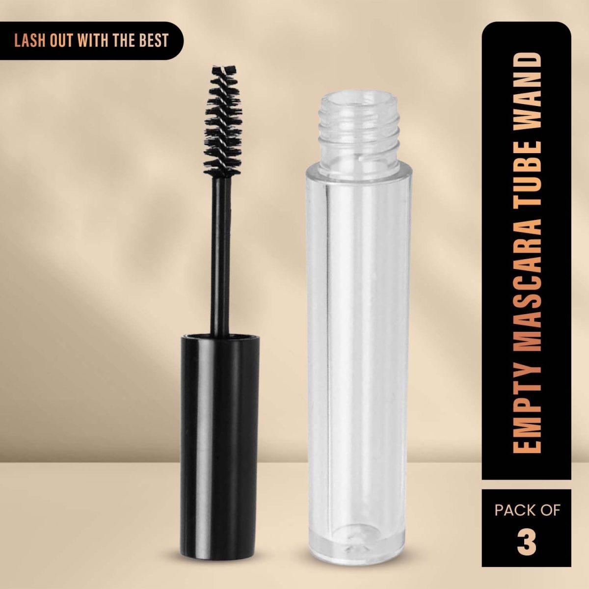 Homeaura® 3Pcs 10ml Empty Mascara Bottle Tube Set with Wand Brush| Eyelash Cream Container Tubes with 3 Funnels | Refillable Eyeliner and Liquid Eyelash Serum Tubes for Castor Oil & DIY Makeup Storage - Image 2