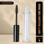 Homeaura® 3Pcs 10ml Empty Mascara Bottle Tube Set with Wand Brush| Eyelash Cream Container Tubes with 3 Funnels | Refillable Eyeliner and Liquid Eyelash Serum Tubes for Castor Oil & DIY Makeup Storage - Image 2