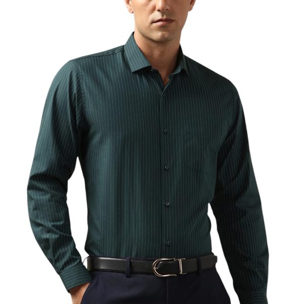 Peter England Men Polycotton Premium Wonder Fabric Slim Fit Full Sleeve Striped Formal Shirt