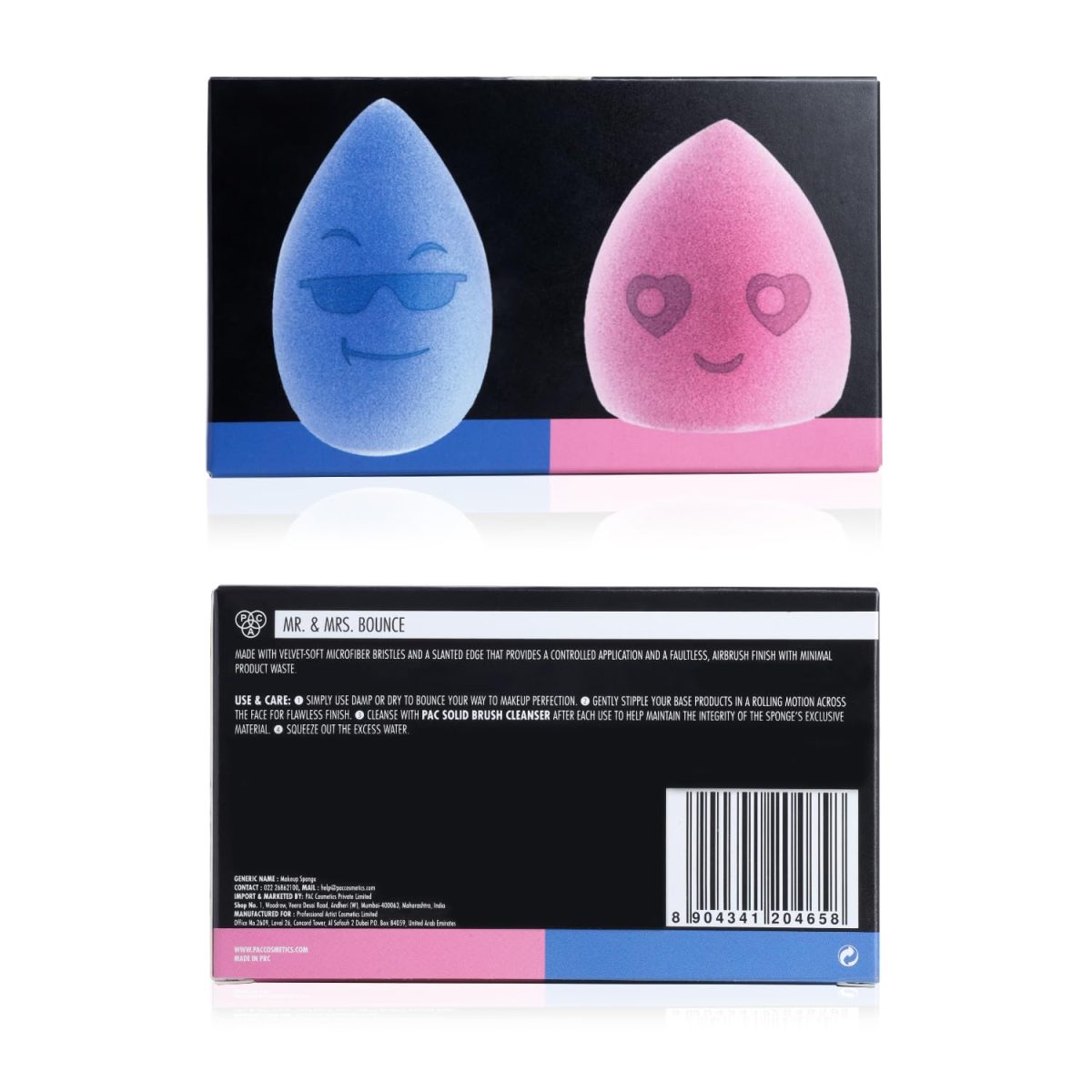 PAC Mr. & Mrs. Bounce (2 Pc)| Beauty Blender Makeup Sponge for Face Makeup | Velvet Soft Sponge for Foundation, Creams & Powders with Case | For All Skin Types - Soft, Reusable & Washable (Blue, Pink) - Image 5