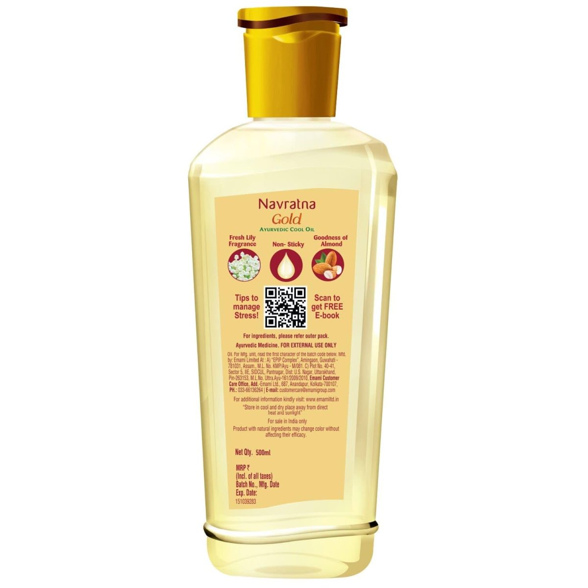 Navratna Gold Ayurvedic Cool Oil | Goodness of Almonds | Non-Sticky and Fresh Lily Fragrance | 500ml - Image 9