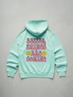 Fflirtygo Womens Fleece Sweatshirt Hoodie Turquoise Color What Goes Around Comes Around Printed - Image 5