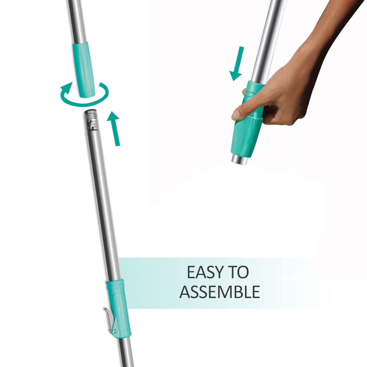 Spotzero By Milton Stainless Steel Spin Mop Rod with Extendable Handle Without Head & Refill,Silver - Image 3