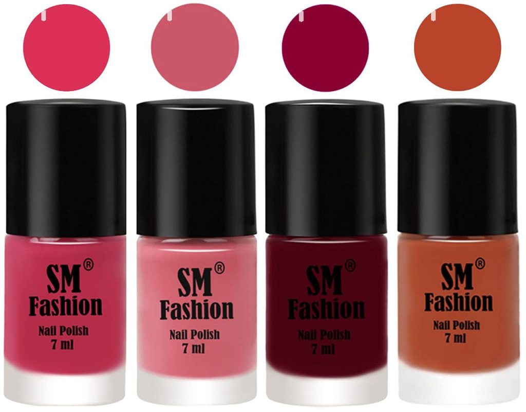 SM FASHION Nail Polish Combo Set (Pack of 4) Quick Dry Gel Finish Nail Paint | Dusty Pink,Nude Pink,Boysenberry,Light Coral | 7 ml Each